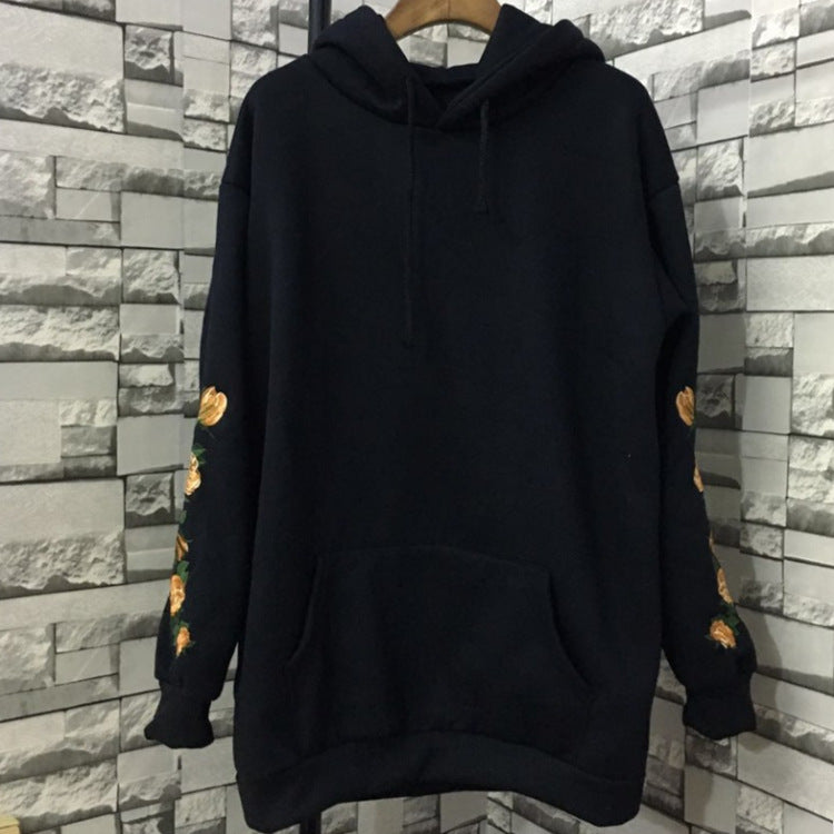 Sweatshirt Women's Elegant Embroidered Print Long Sleeve Fashion Hoodie