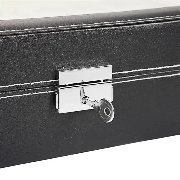 24 Slot Elegant Portable Black Watch  Box Case Organizer For Storage Display Holds Watches Jewelry For Men Women