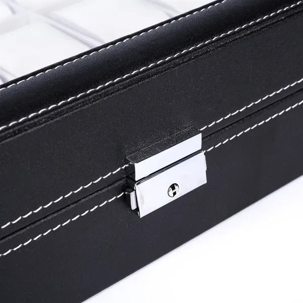 24 Slot Elegant Portable Black Watch  Box Case Organizer For Storage Display Holds Watches Jewelry For Men Women