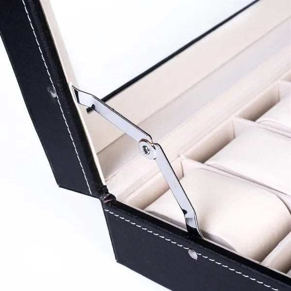 24 Slot Elegant Portable Black Watch  Box Case Organizer For Storage Display Holds Watches Jewelry For Men Women